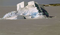 Iceberg frozen into sea ice near Marble Point